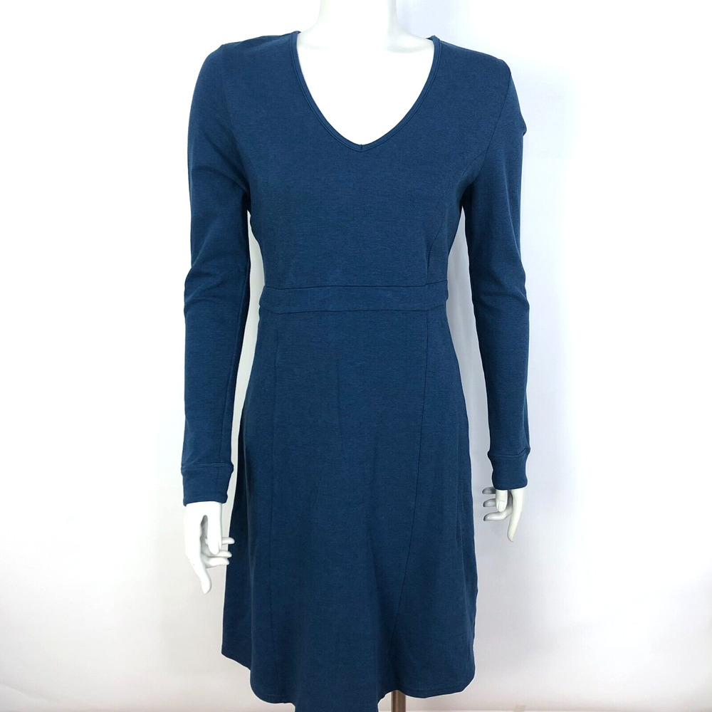 Toad & Co. Medium Women's Long Sleeve Shirt Dress Blue Green